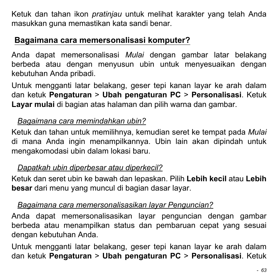 Bagaimana cara memersonalisasi komputer | Acer W700 User Manual | Page 2197 / 2286