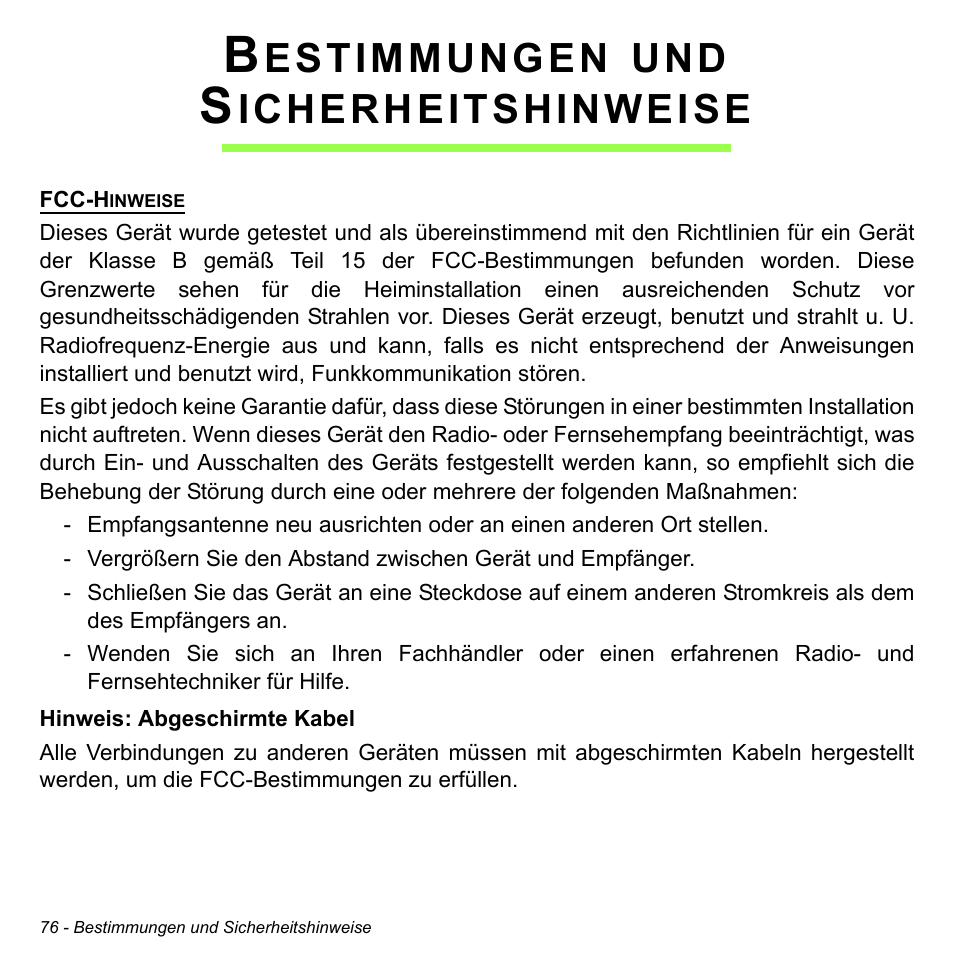 Bestimmungen und sicherheitshinweise, Estimmungen, Icherheitshinweise | Acer W700 User Manual | Page 230 / 2286