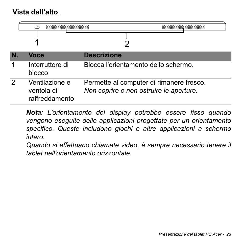 Vista dall’alto | Acer W700 User Manual | Page 259 / 2286