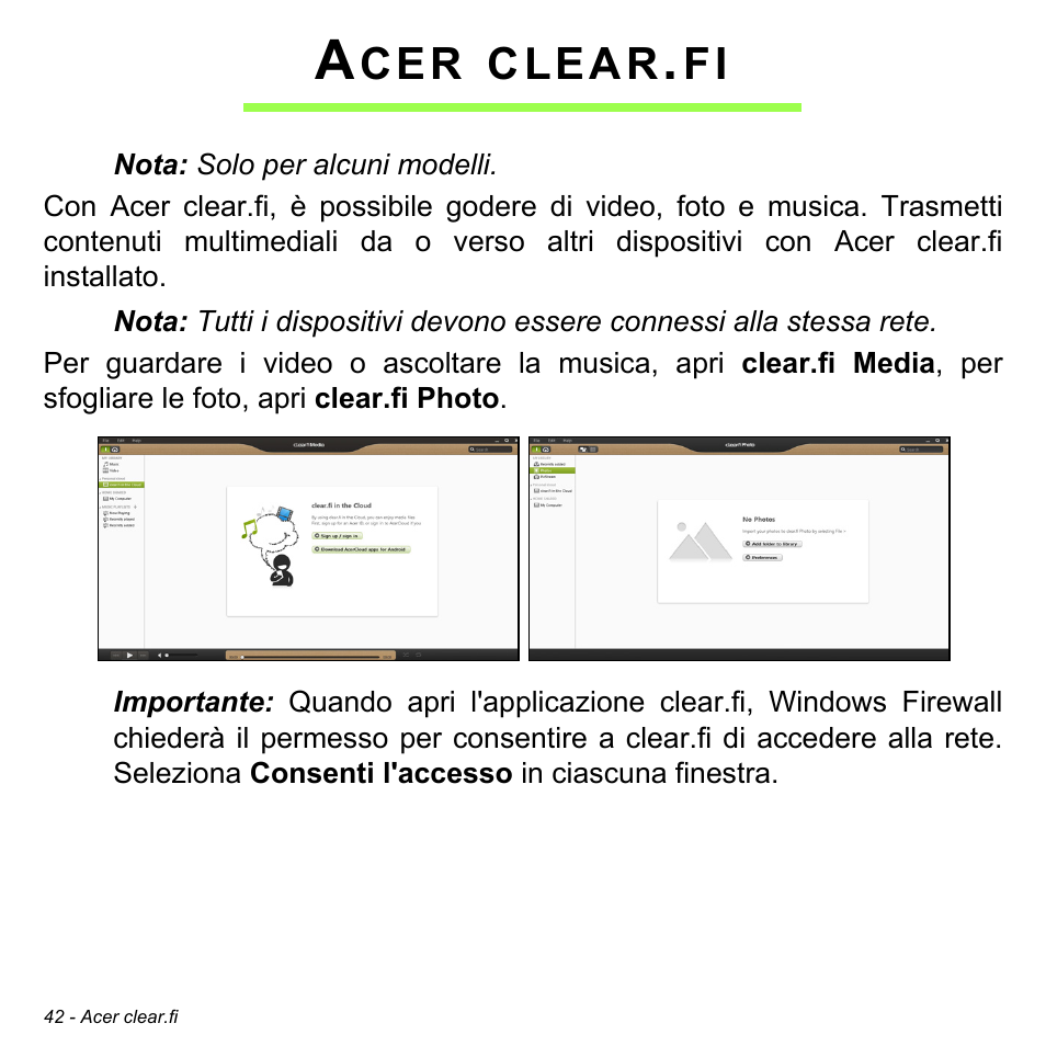 Acer clear.fi, Clear | Acer W700 User Manual | Page 278 / 2286