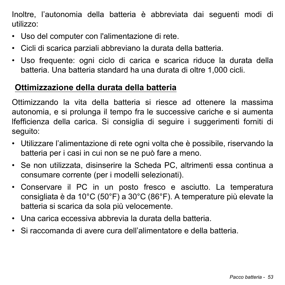 Ottimizzazione della durata della batteria | Acer W700 User Manual | Page 289 / 2286