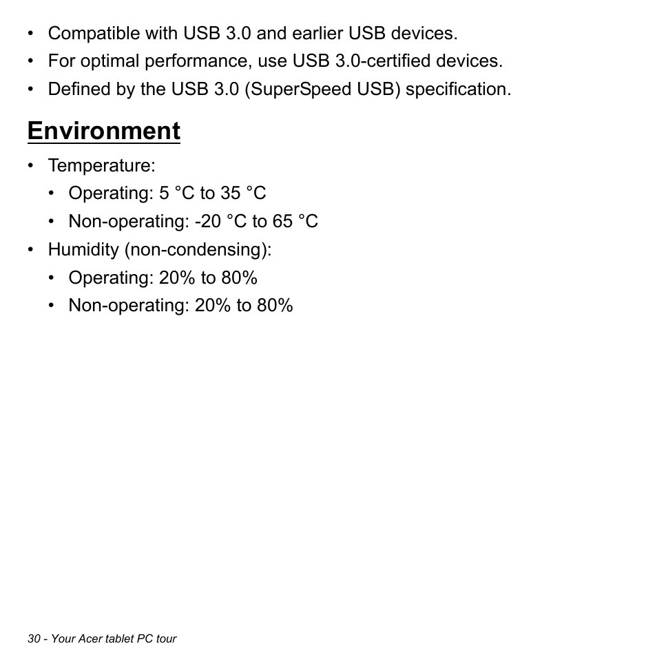 Environment | Acer W700 User Manual | Page 32 / 2286