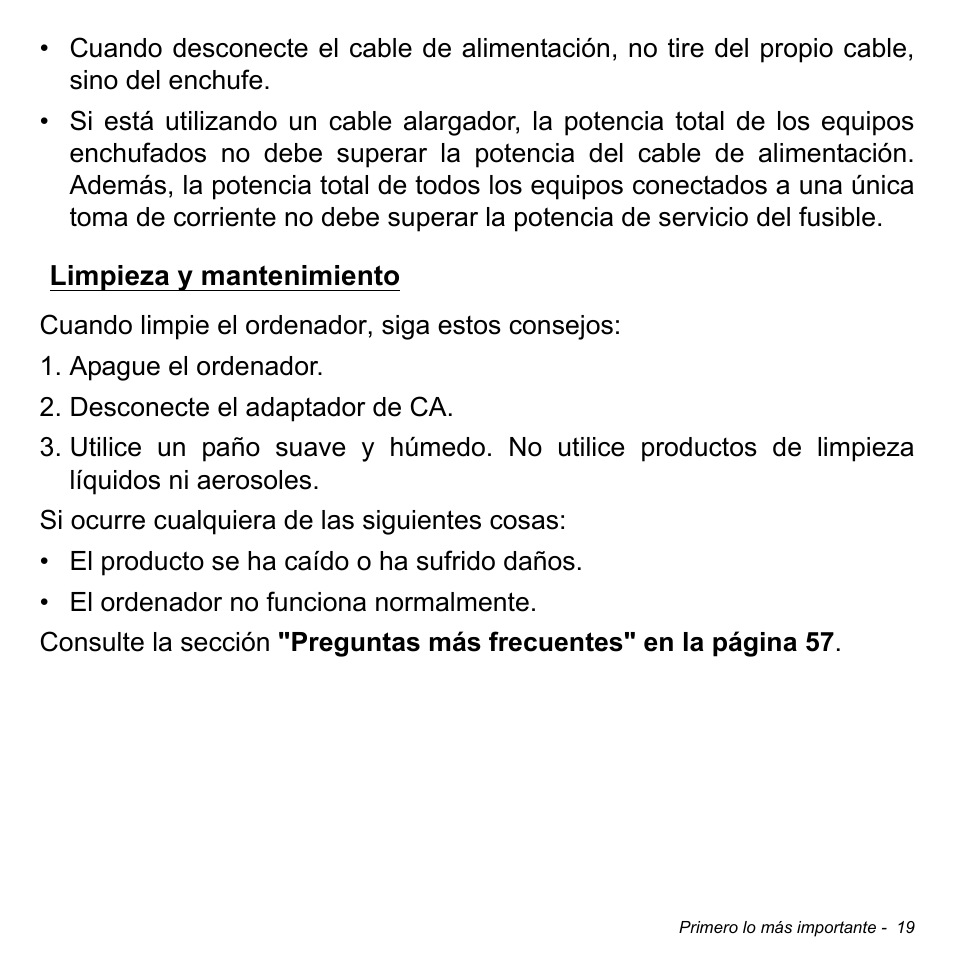 Limpieza y mantenimiento | Acer W700 User Manual | Page 333 / 2286