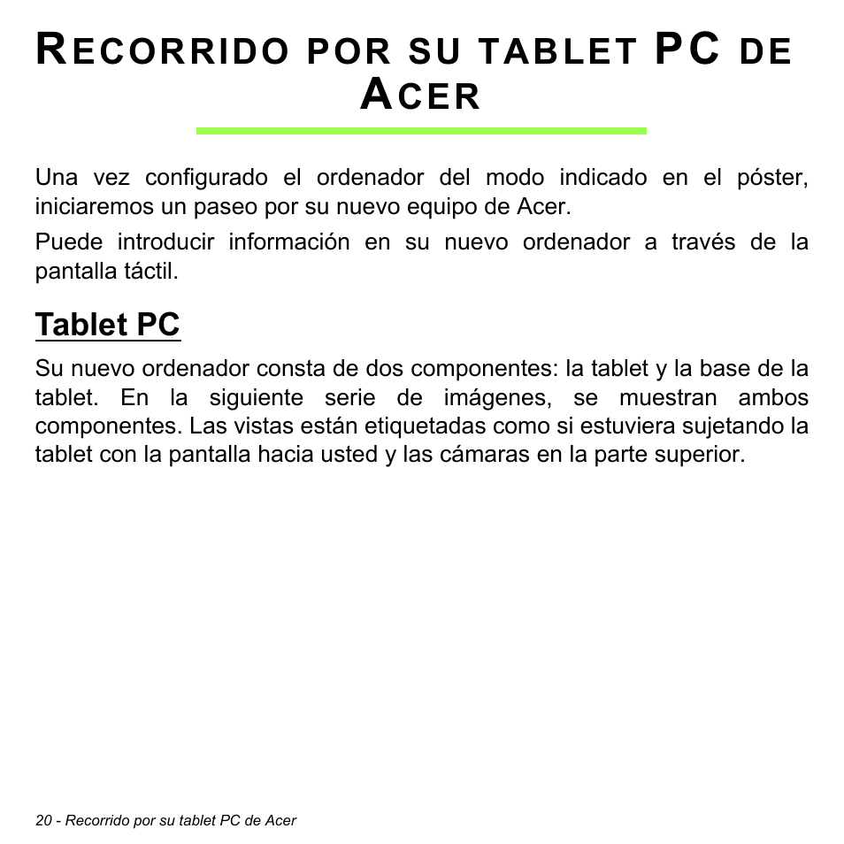 Recorrido por su tablet pc de acer, Tablet pc | Acer W700 User Manual | Page 334 / 2286