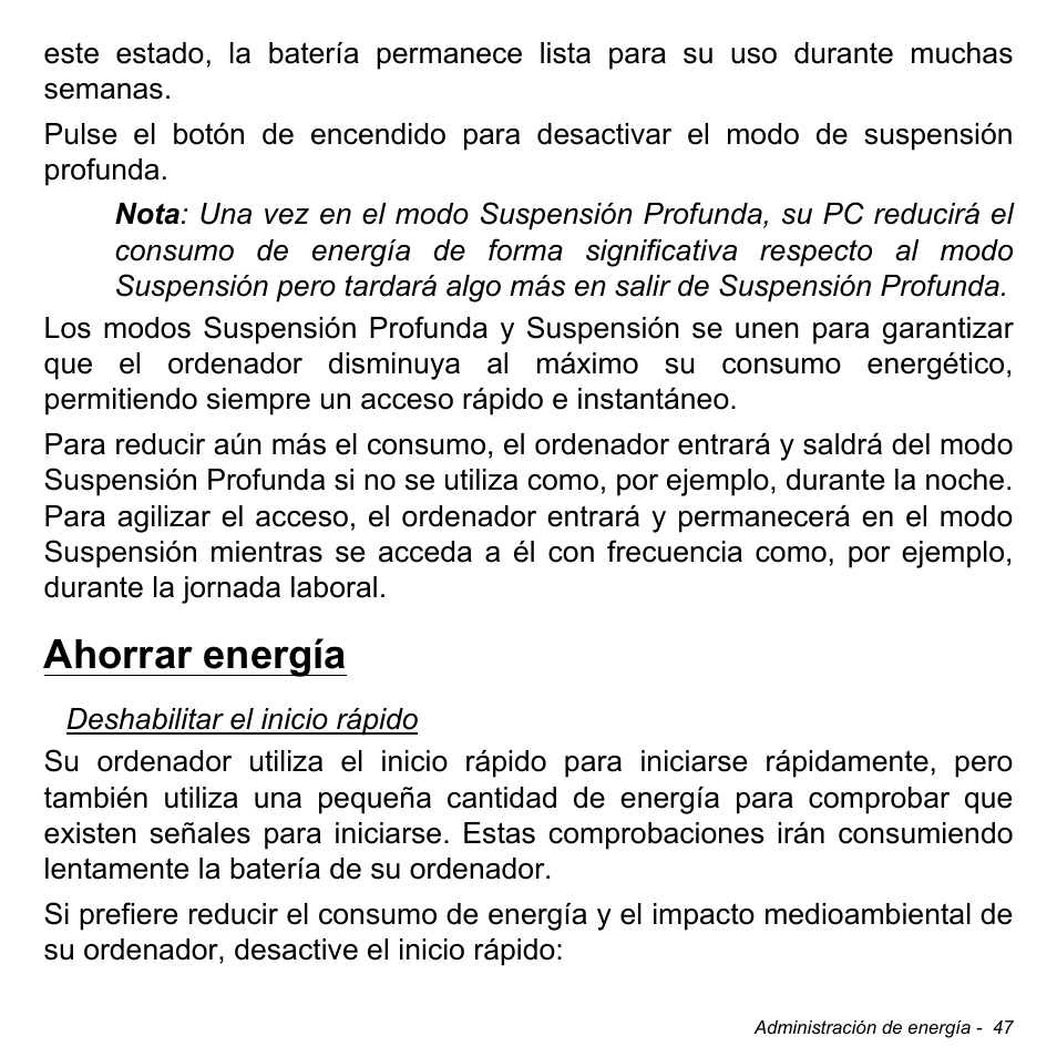 Ahorrar energía | Acer W700 User Manual | Page 361 / 2286