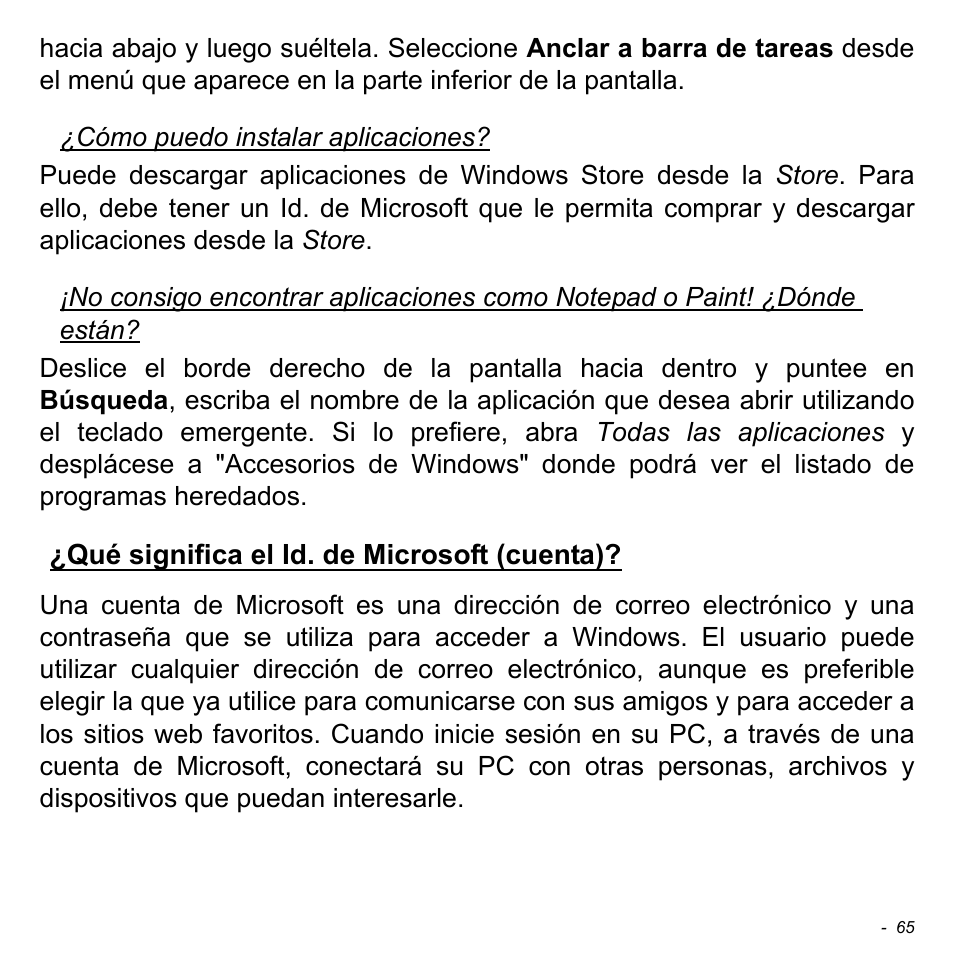 Qué significa el id. de microsoft (cuenta) | Acer W700 User Manual | Page 379 / 2286