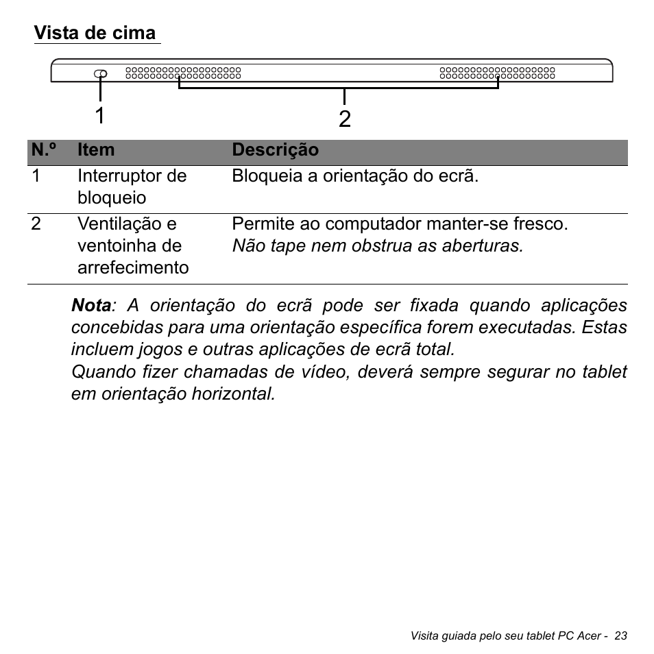 Vista de cima | Acer W700 User Manual | Page 415 / 2286