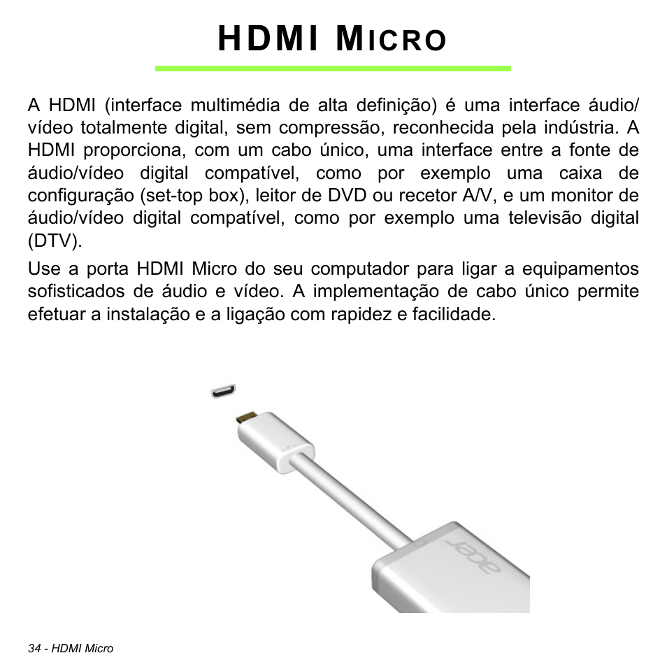 Hdmi micro, Hdmi m, Icro | Acer W700 User Manual | Page 426 / 2286