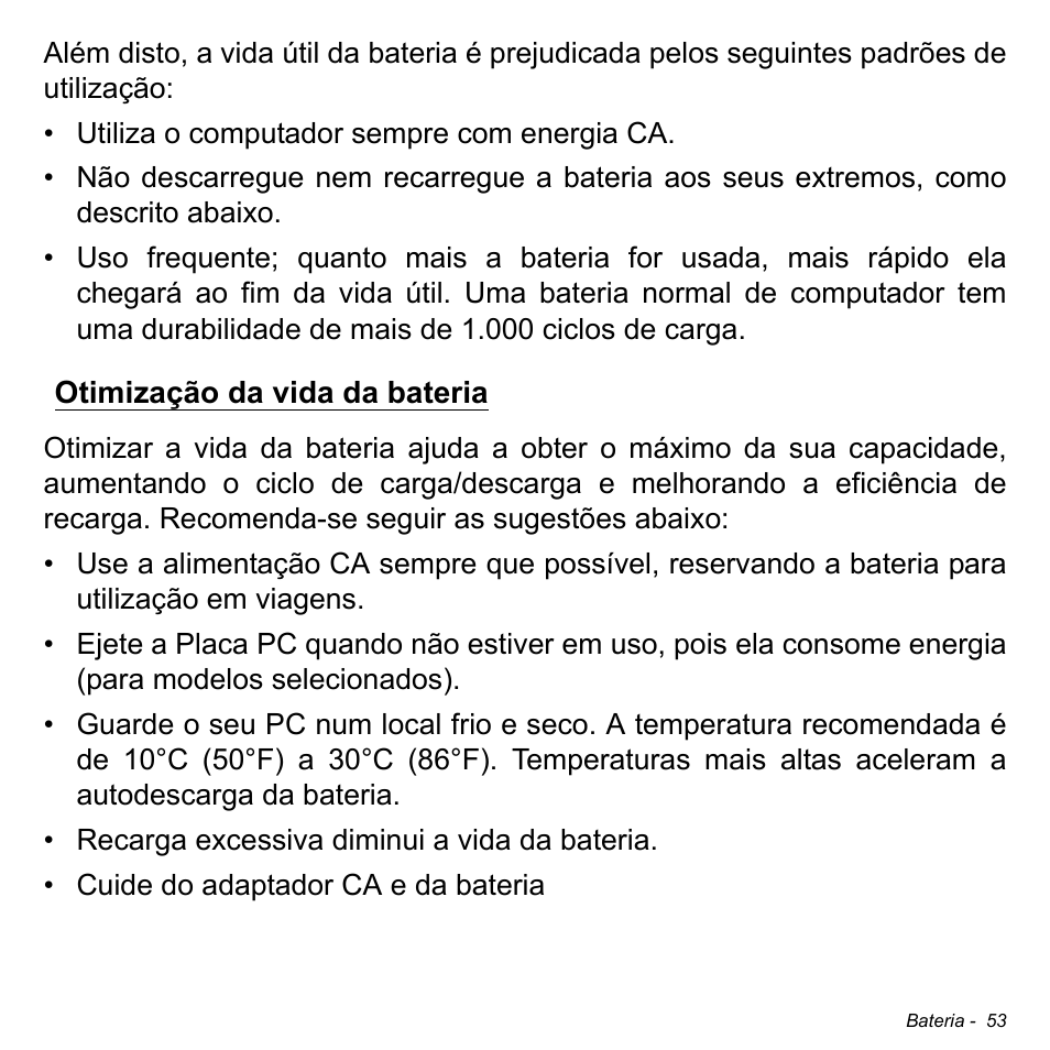 Otimização da vida da bateria | Acer W700 User Manual | Page 445 / 2286