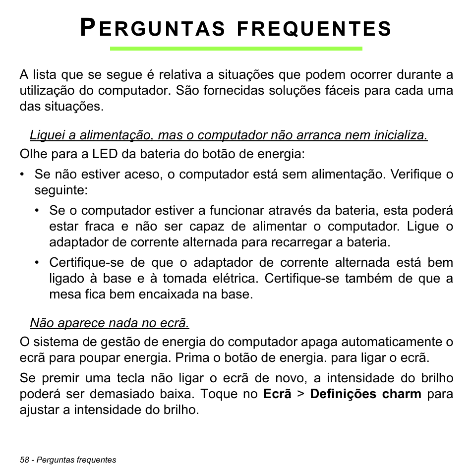 Perguntas frequentes, Erguntas, Frequentes | Acer W700 User Manual | Page 450 / 2286