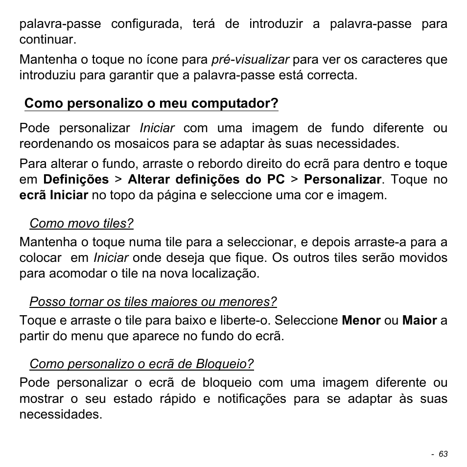 Como personalizo o meu computador | Acer W700 User Manual | Page 455 / 2286