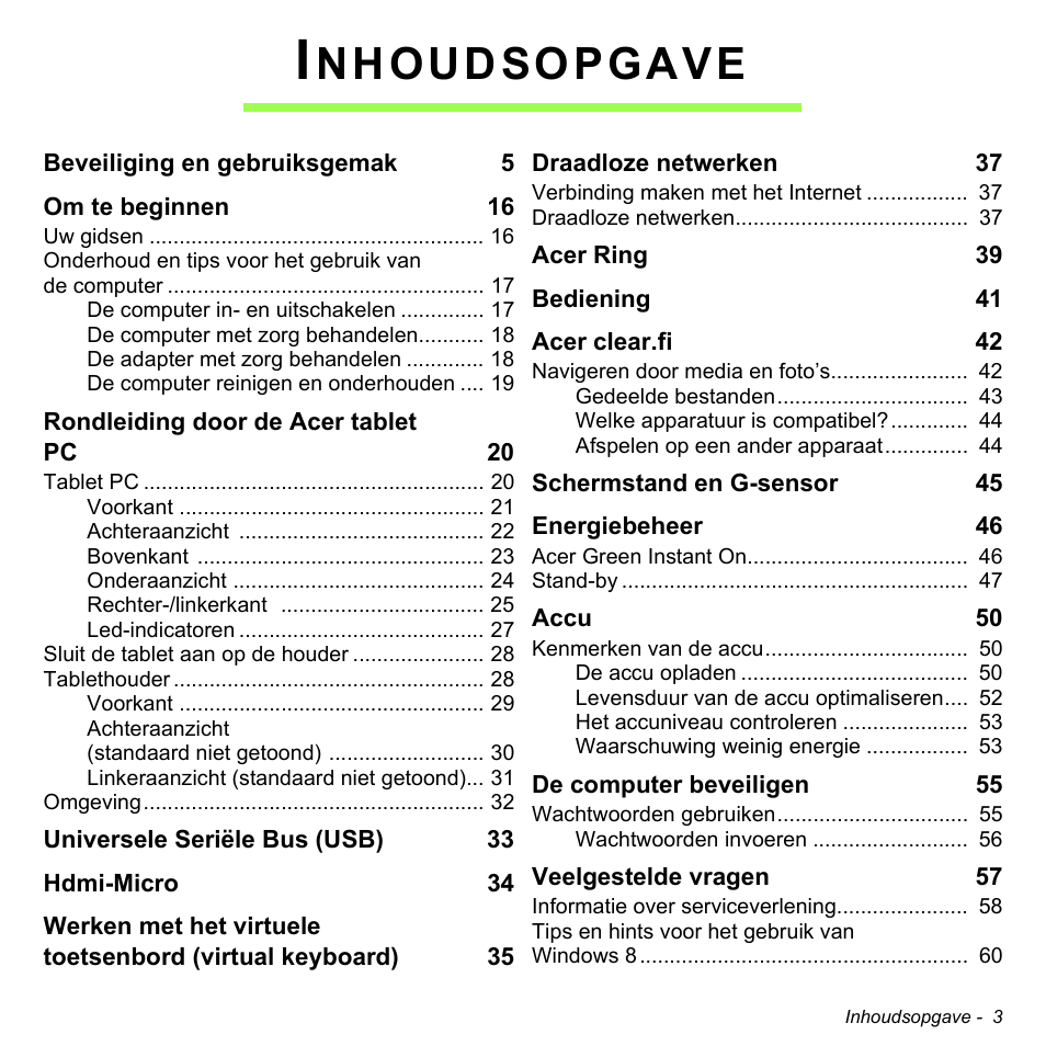 Nhoudsopgave | Acer W700 User Manual | Page 473 / 2286