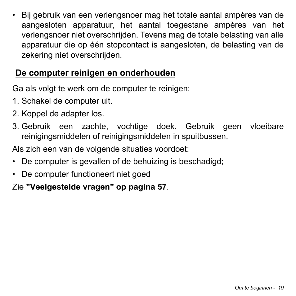 De computer reinigen en onderhouden | Acer W700 User Manual | Page 489 / 2286