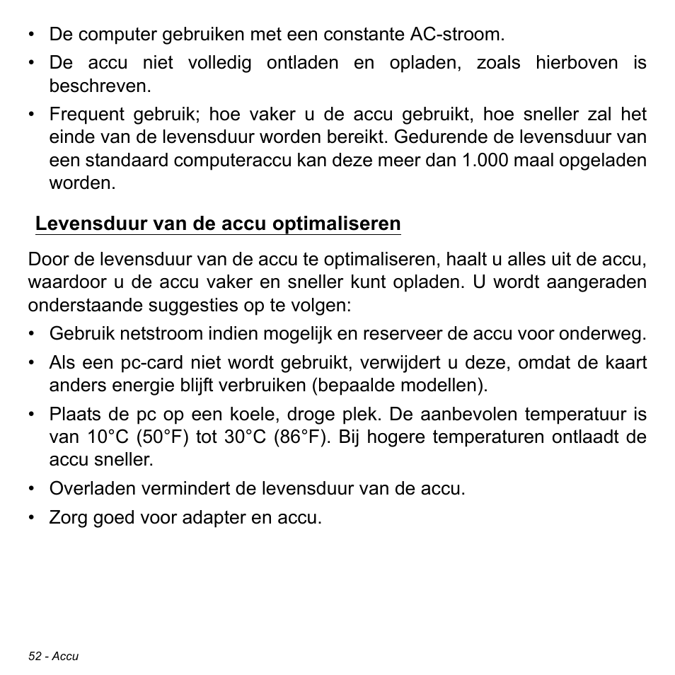 Levensduur van de accu optimaliseren | Acer W700 User Manual | Page 522 / 2286