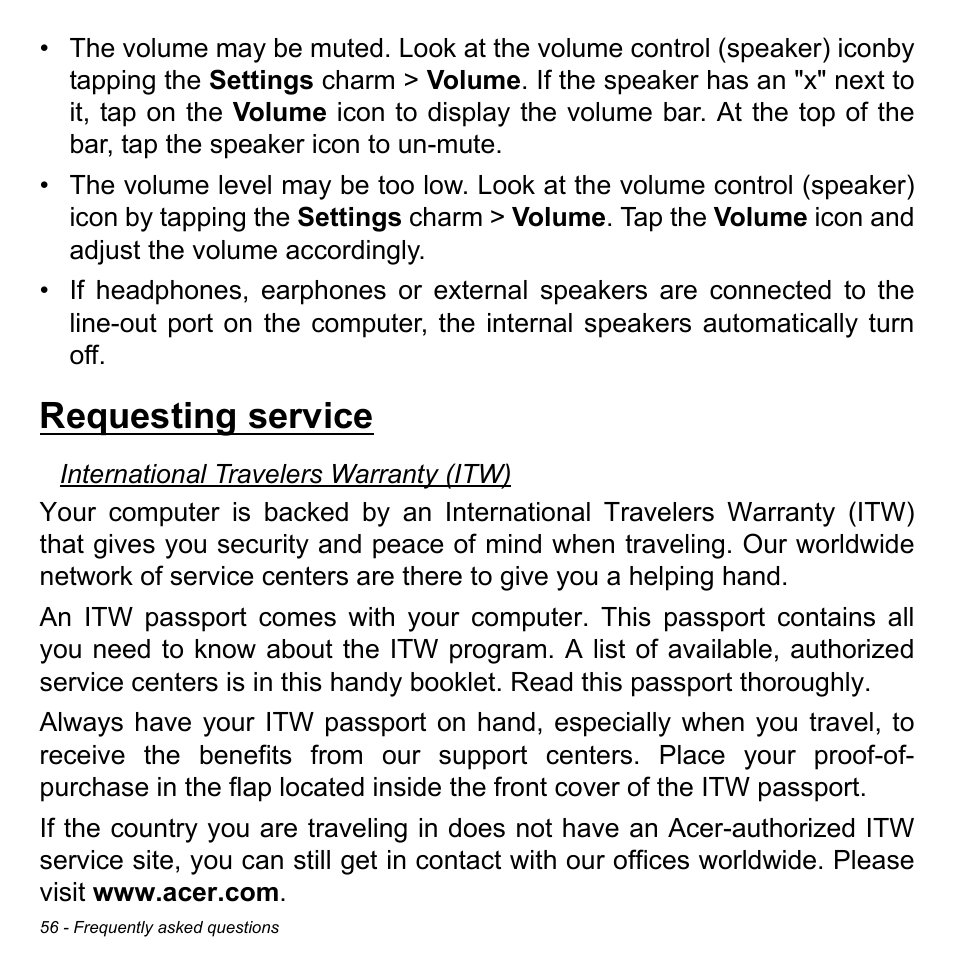 Requesting service | Acer W700 User Manual | Page 58 / 2286