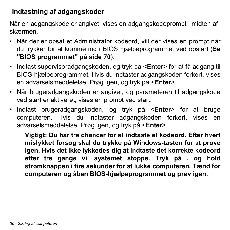 Indtastning af adgangskoder | Acer W700 User Manual | Page 676 / 2286