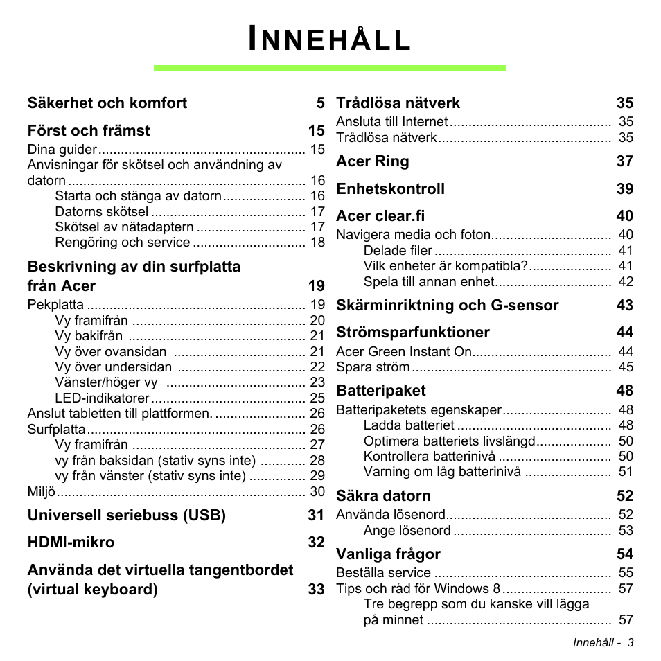 Nnehåll | Acer W700 User Manual | Page 699 / 2286