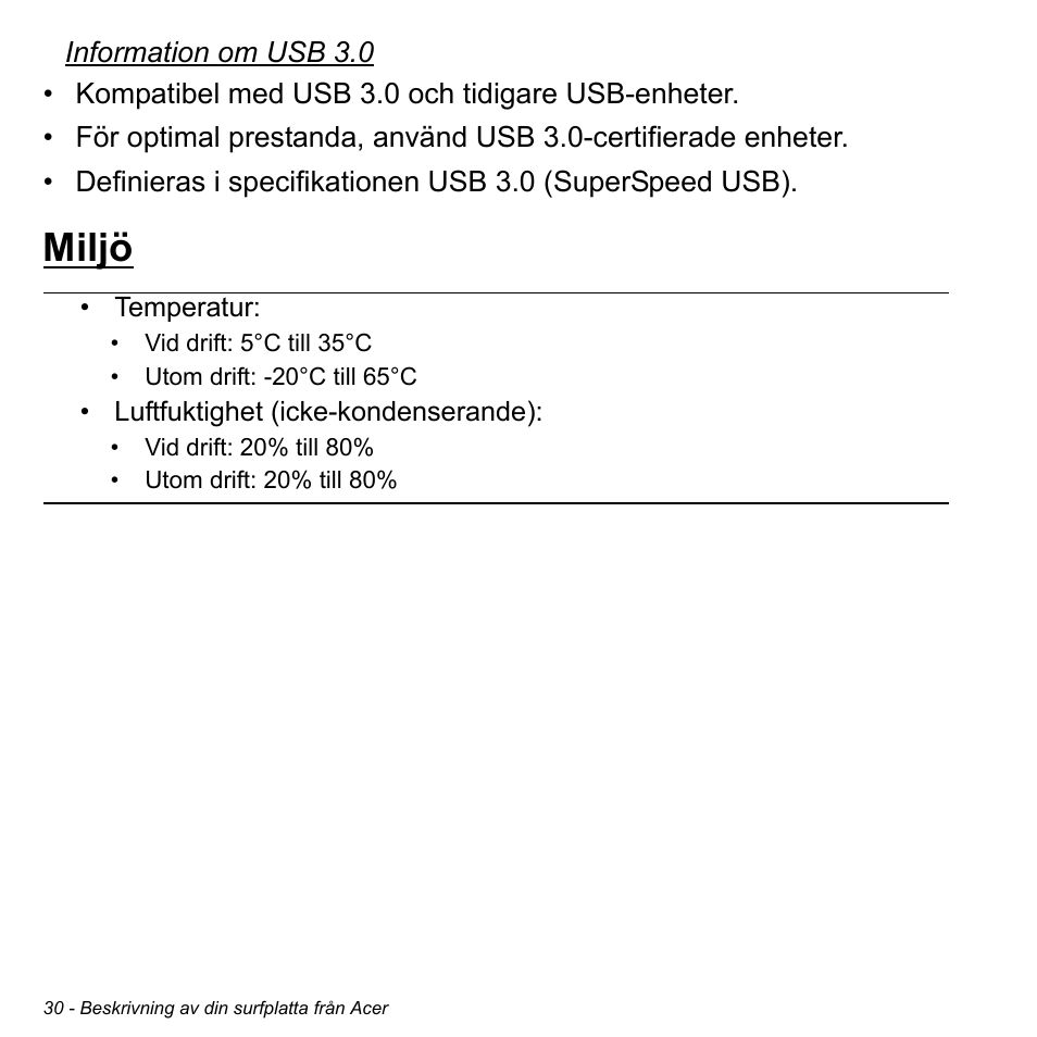 Miljö | Acer W700 User Manual | Page 726 / 2286