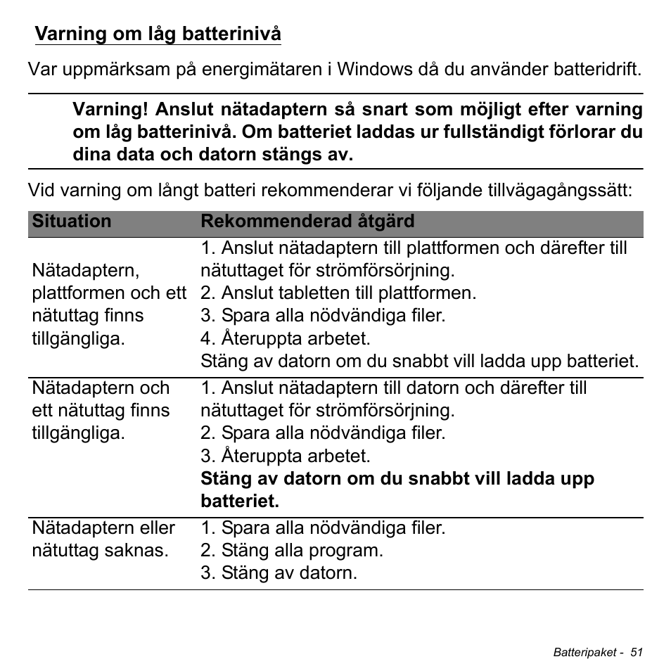 Varning om låg batterinivå | Acer W700 User Manual | Page 747 / 2286