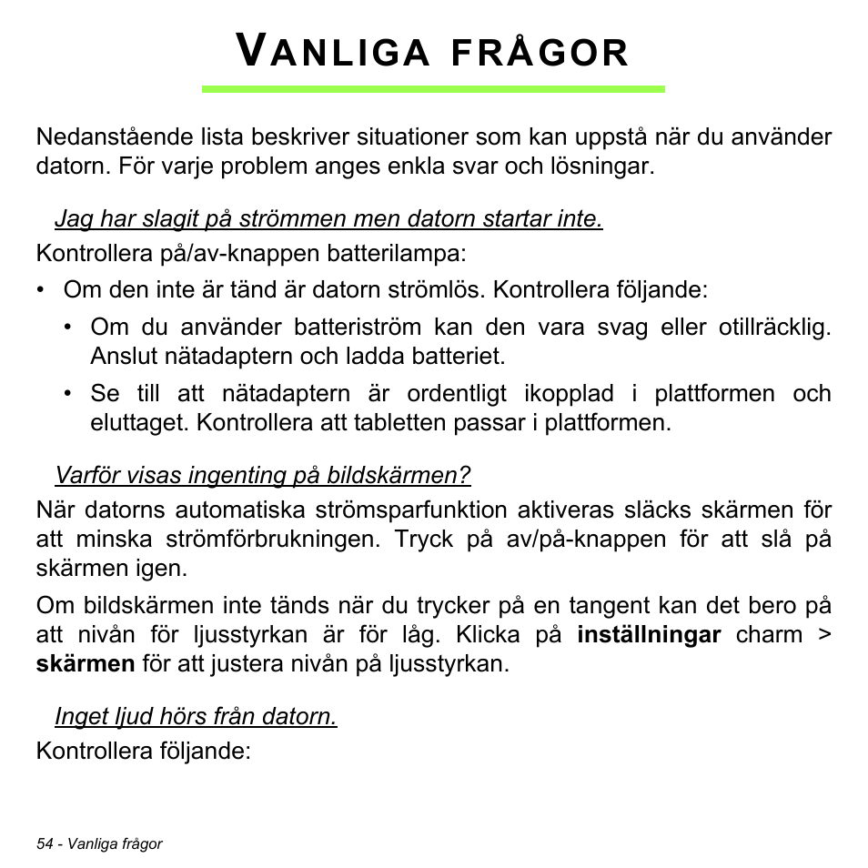 Vanliga frågor, Anliga, Frågor | Acer W700 User Manual | Page 750 / 2286