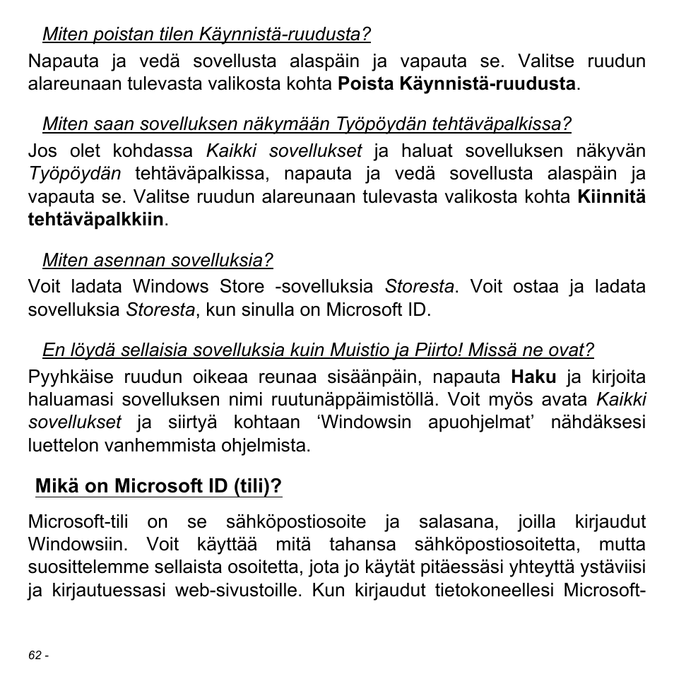 Mikä on microsoft id (tili) | Acer W700 User Manual | Page 830 / 2286