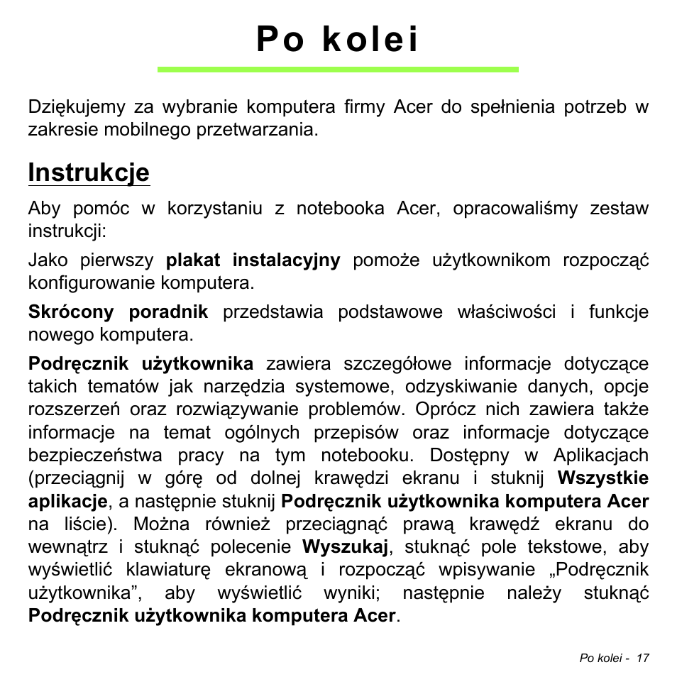 Po kolei, Instrukcje | Acer W700 User Manual | Page 945 / 2286