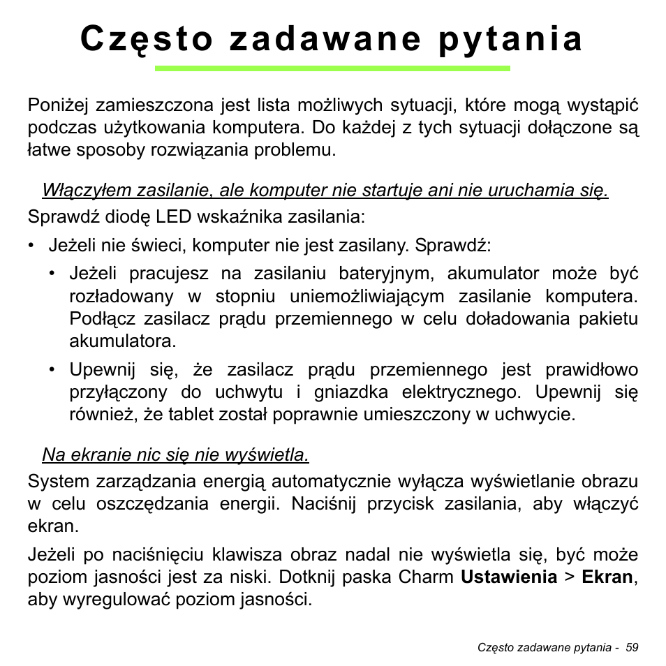 Często zadawane pytania | Acer W700 User Manual | Page 987 / 2286