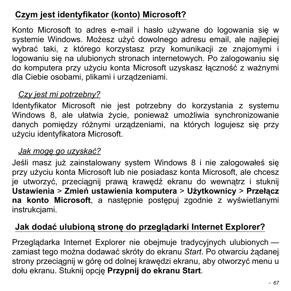 Czym jest identyfikator (konto) microsoft | Acer W700 User Manual | Page 995 / 2286