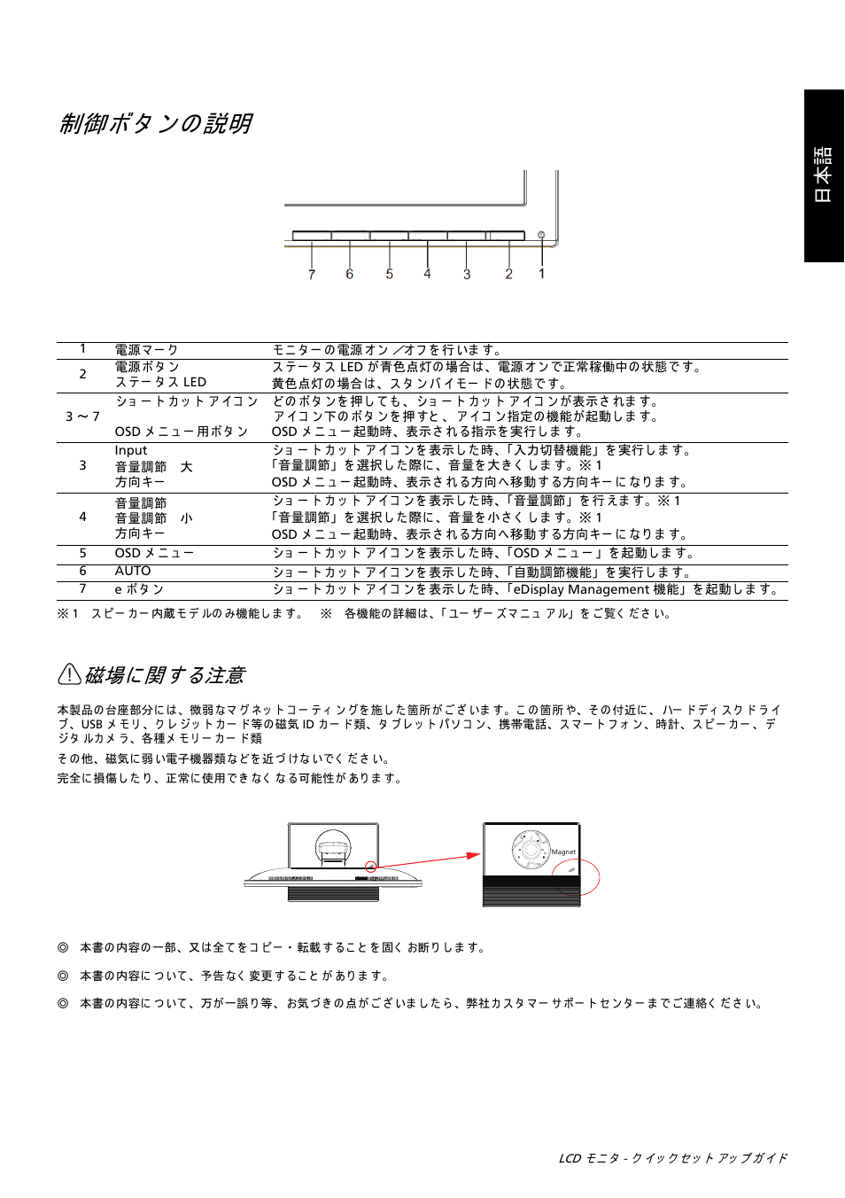 磁場に 関 す る注意, 日本 語 | Acer B326HUL User Manual | Page 37 / 78