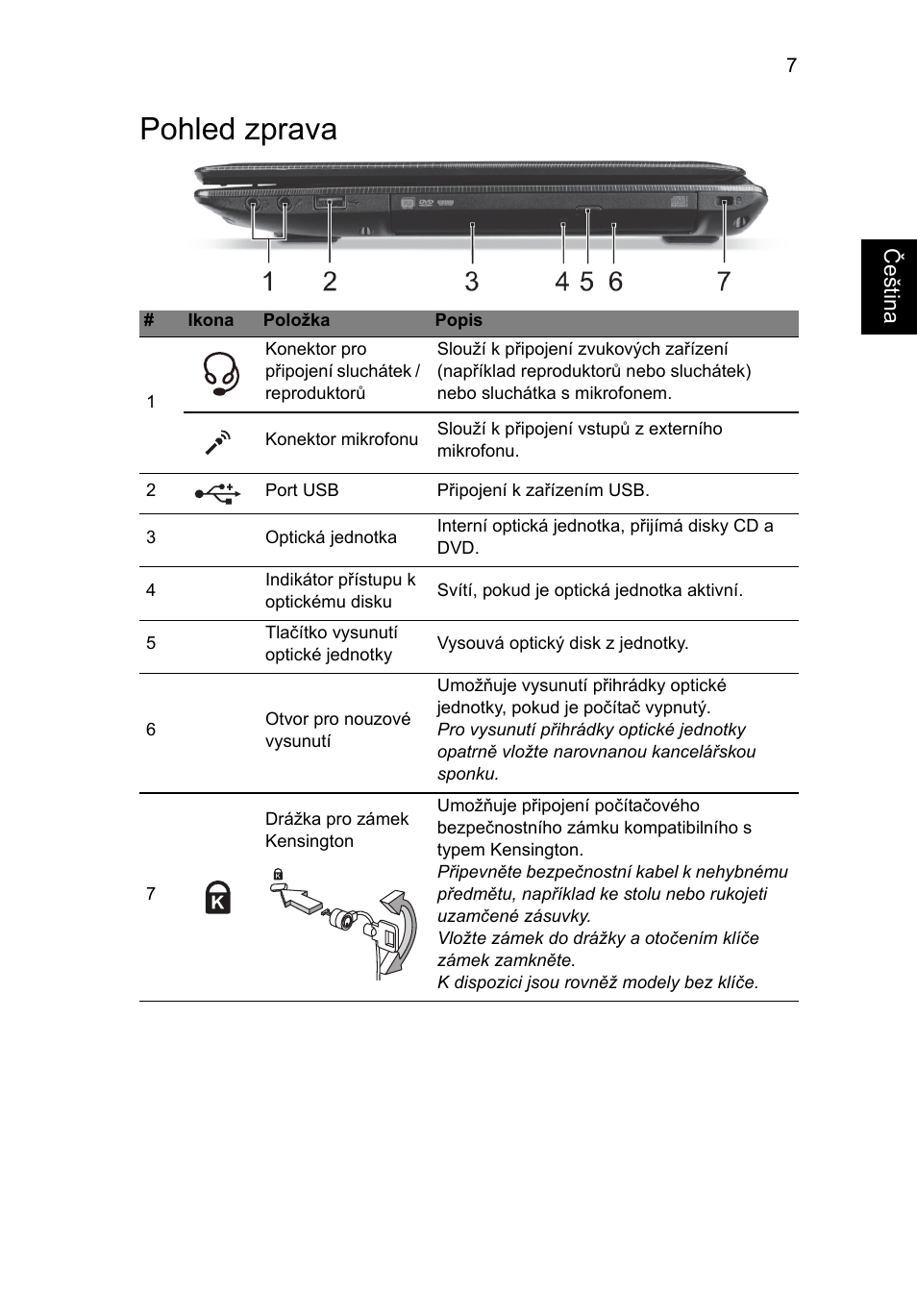 Pohled zprava | Acer Aspire E1-451G User Manual | Page 153 / 306