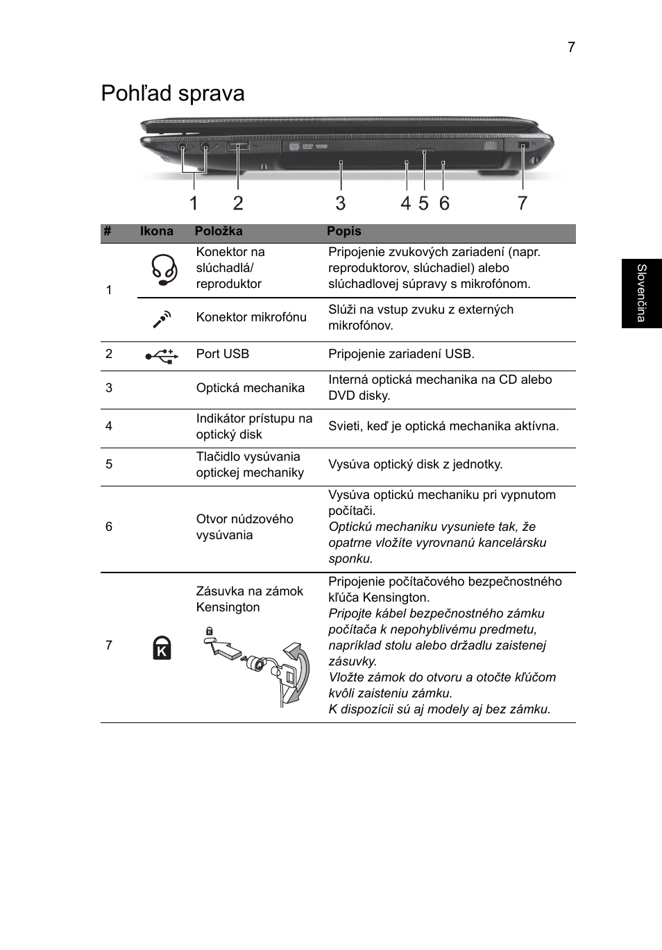 Pohľad sprava | Acer Aspire E1-451G User Manual | Page 163 / 306