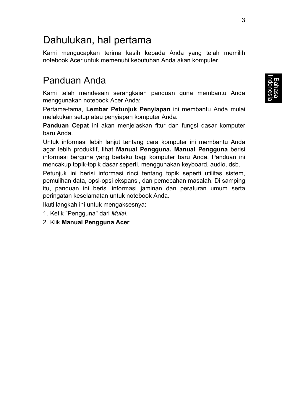 Dahulukan, hal pertama, Panduan anda | Acer Aspire E1-451G User Manual | Page 289 / 306