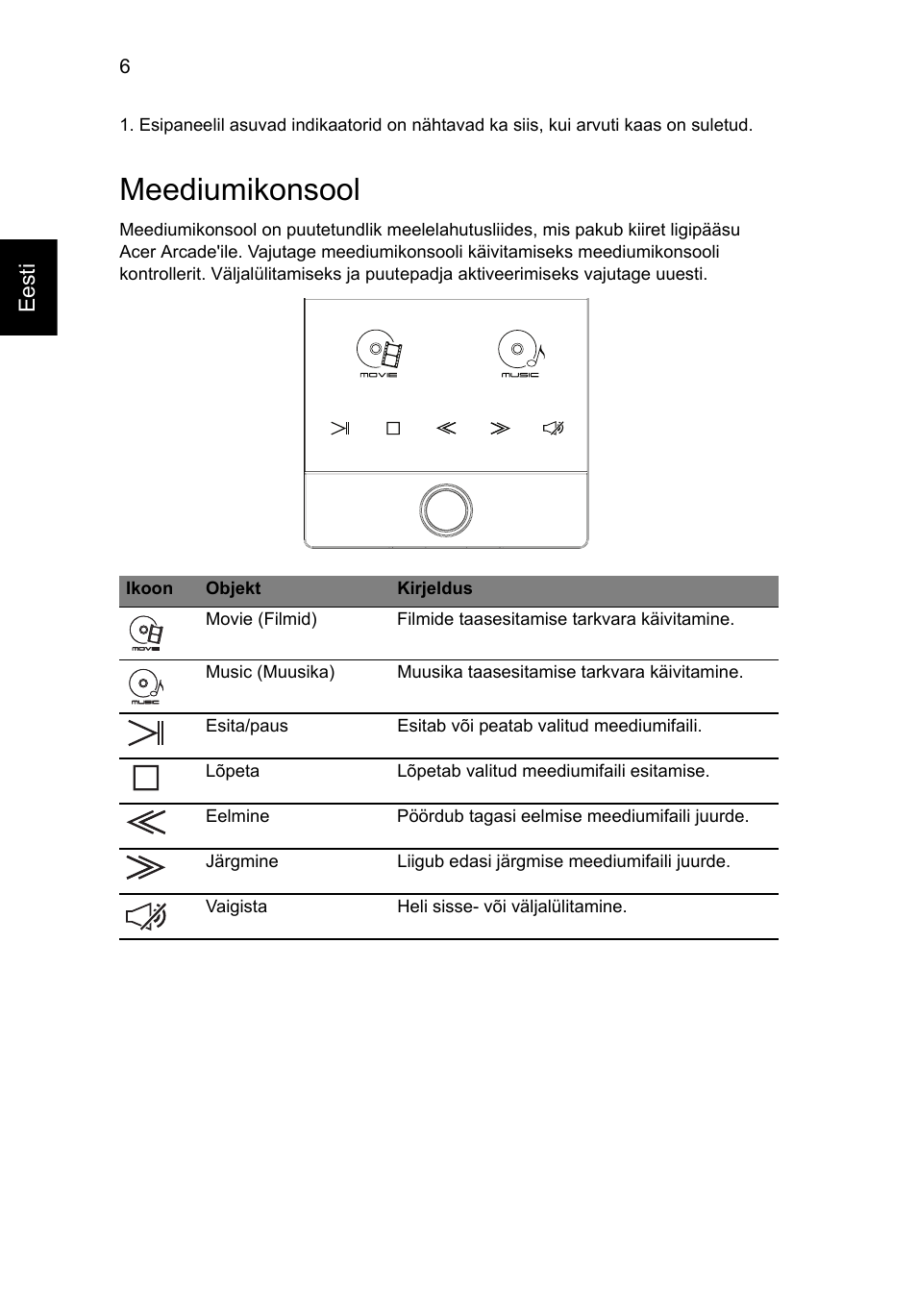 Meediumikonsool | Acer Aspire 5950G User Manual | Page 254 / 382