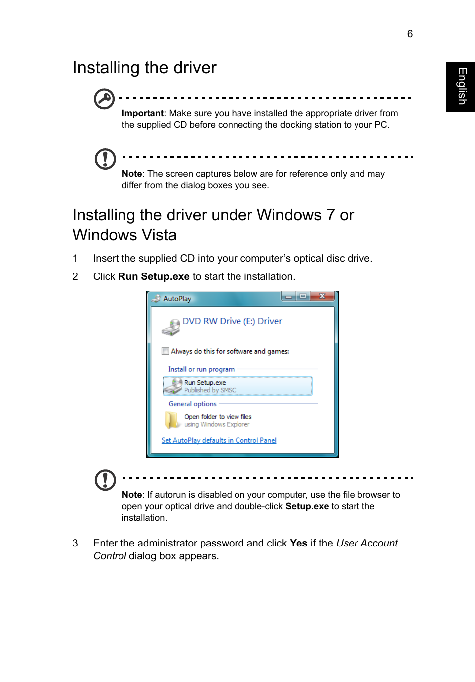 Installing the driver | Acer Universal USB 3.0 Docking Station User Manual | Page 9 / 20