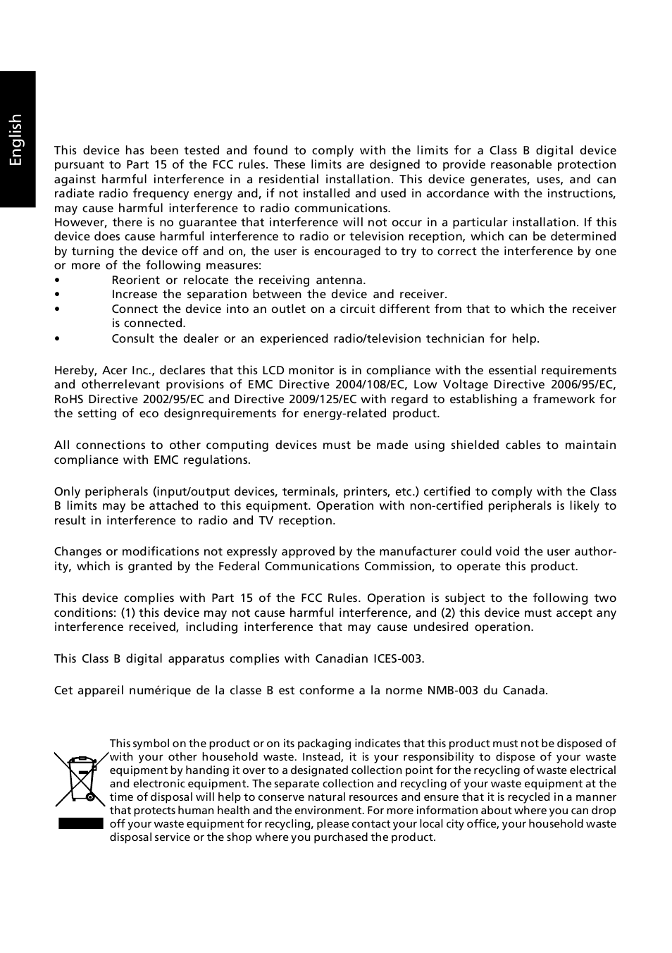 En g lish, Regulations and safety notices | Acer GN246HL User Manual | Page 11 / 40