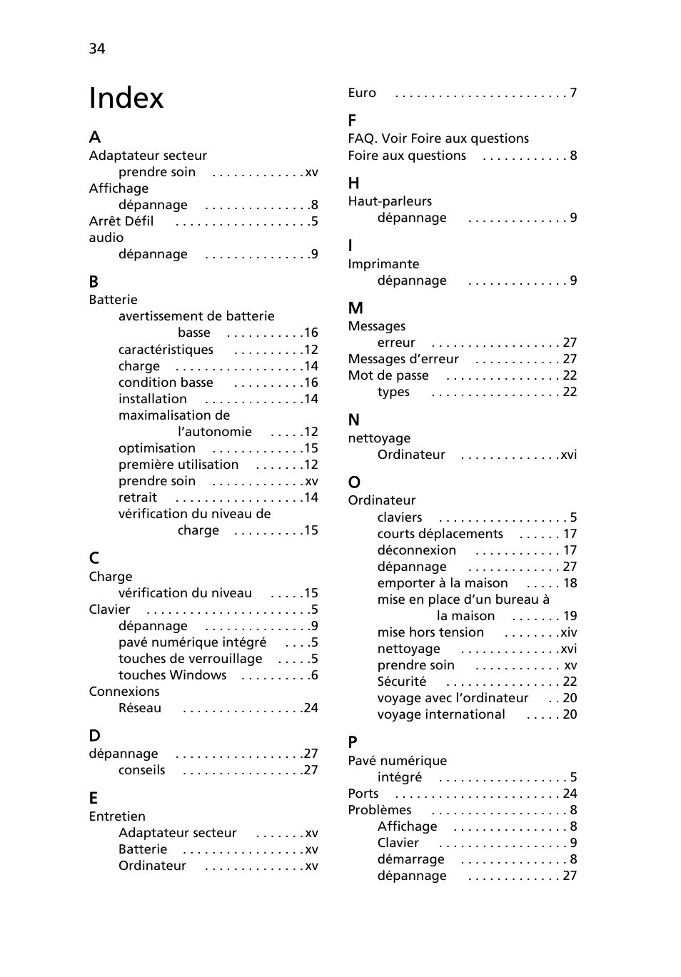 Index | Acer AOD255E User Manual | Page 102 / 1454