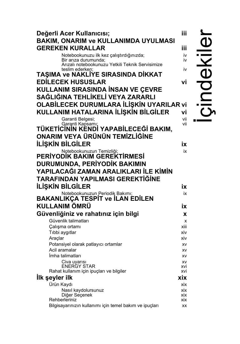 Içindekiler, Ilk şeyler ilk xix | Acer AOD255E User Manual | Page 1129 / 1454