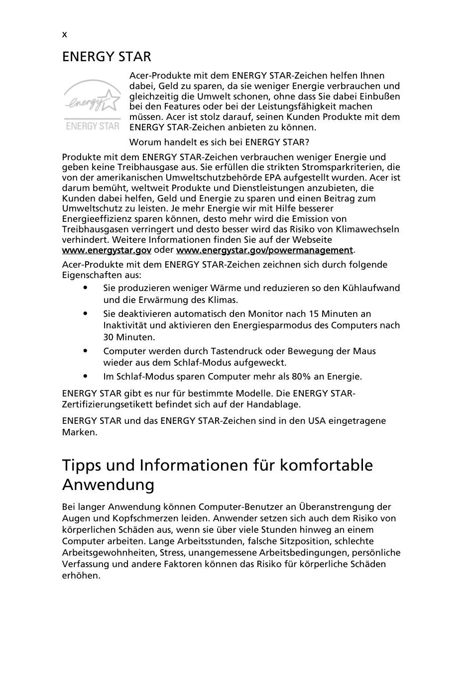 Tipps und informationen für komfortable anwendung, Energy star | Acer AOD255E User Manual | Page 114 / 1454