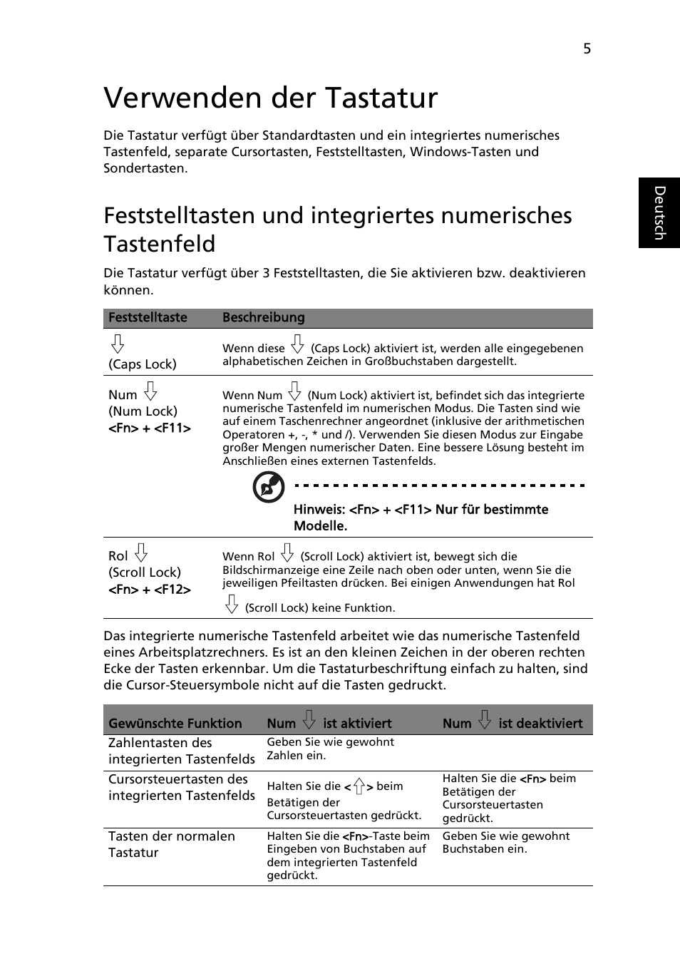 Verwenden der tastatur | Acer AOD255E User Manual | Page 127 / 1454