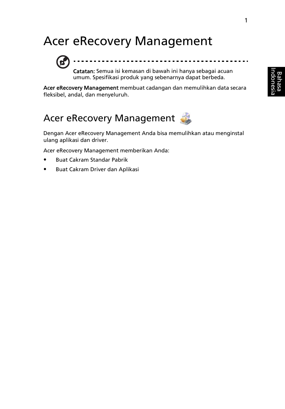 Acer erecovery management | Acer AOD255E User Manual | Page 1373 / 1454