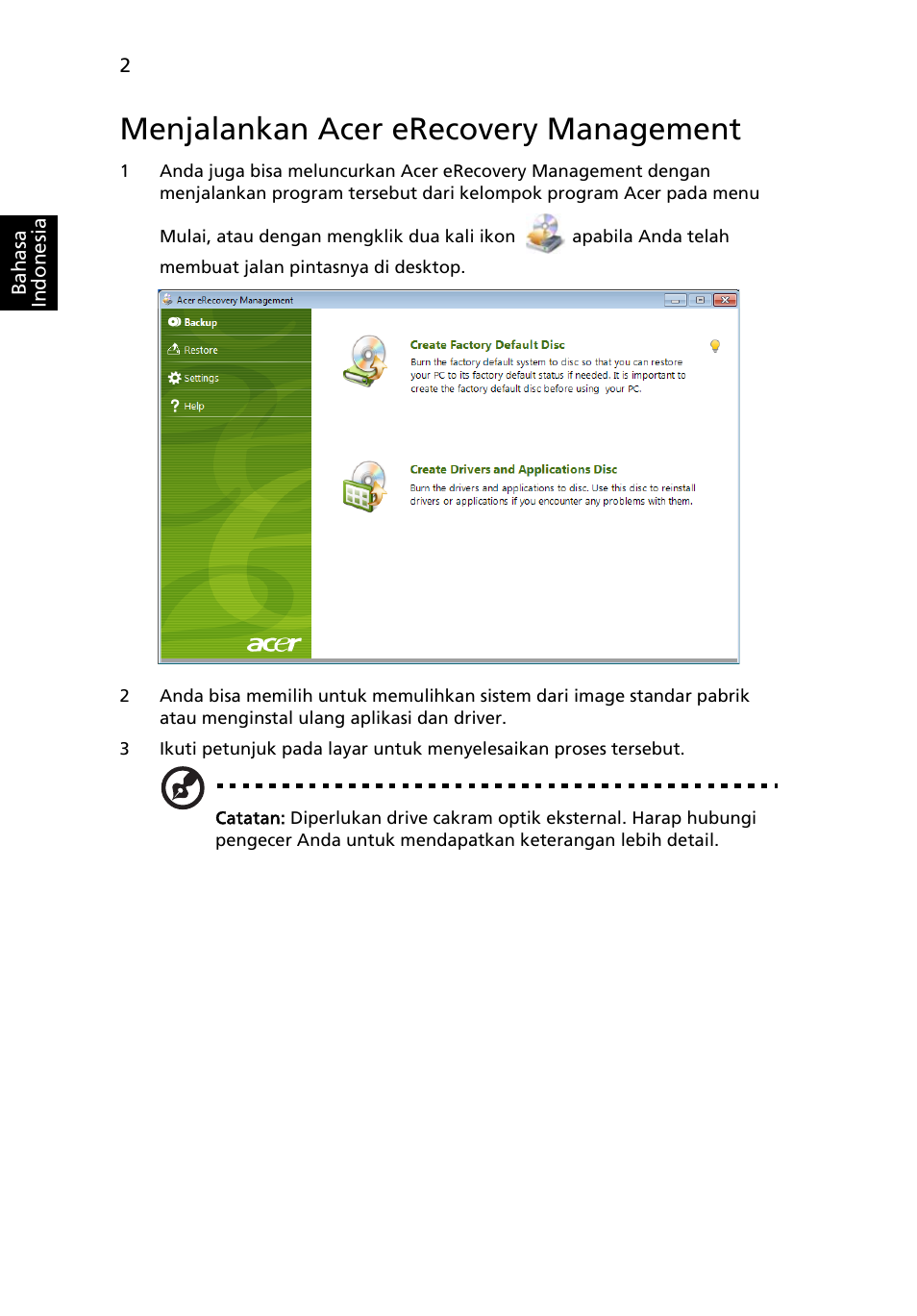 Menjalankan acer erecovery management | Acer AOD255E User Manual | Page 1374 / 1454