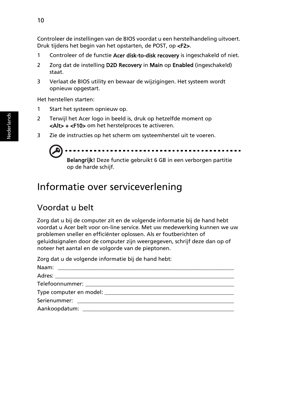 Informatie over serviceverlening, Voordat u belt | Acer AOD255E User Manual | Page 342 / 1454