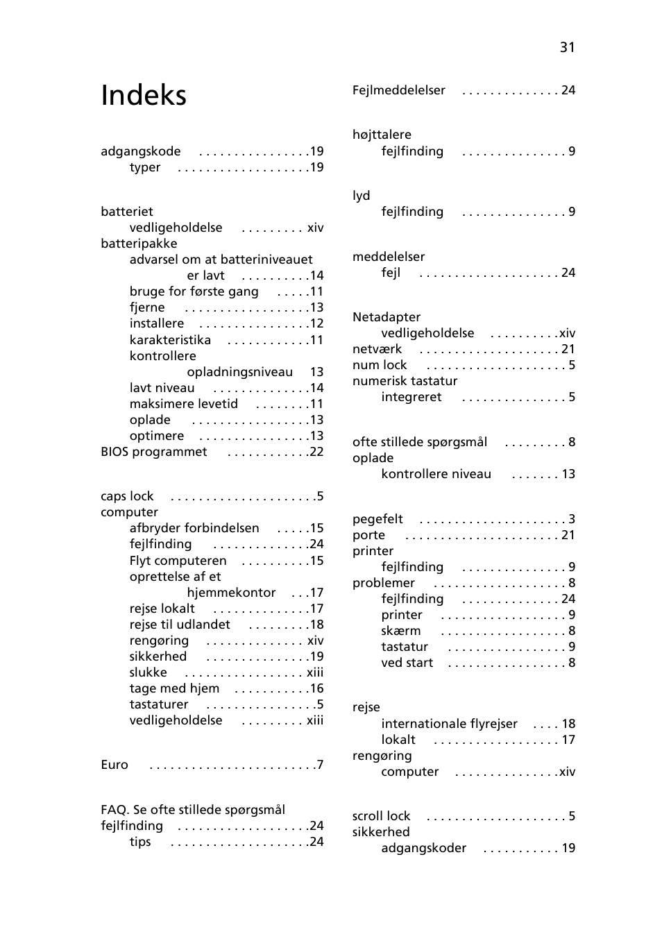 Indeks | Acer AOD255E User Manual | Page 459 / 1454