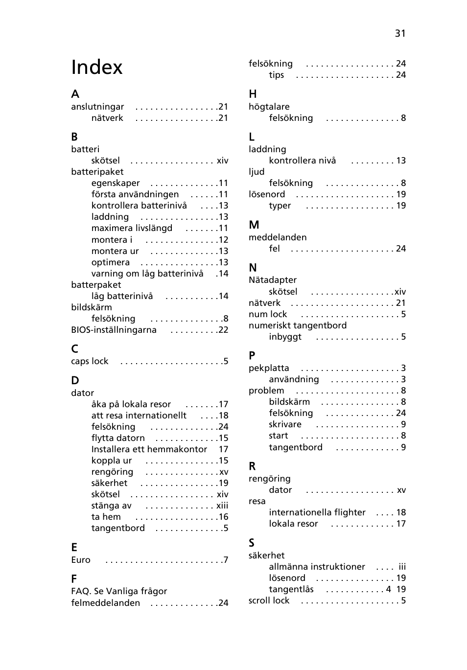 Index | Acer AOD255E User Manual | Page 509 / 1454