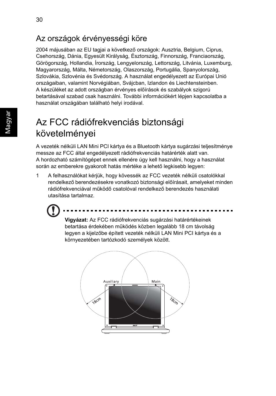 Az fcc rádiófrekvenciás biztonsági követelményei, Az országok érvényességi köre | Acer AOD255E User Manual | Page 710 / 1454