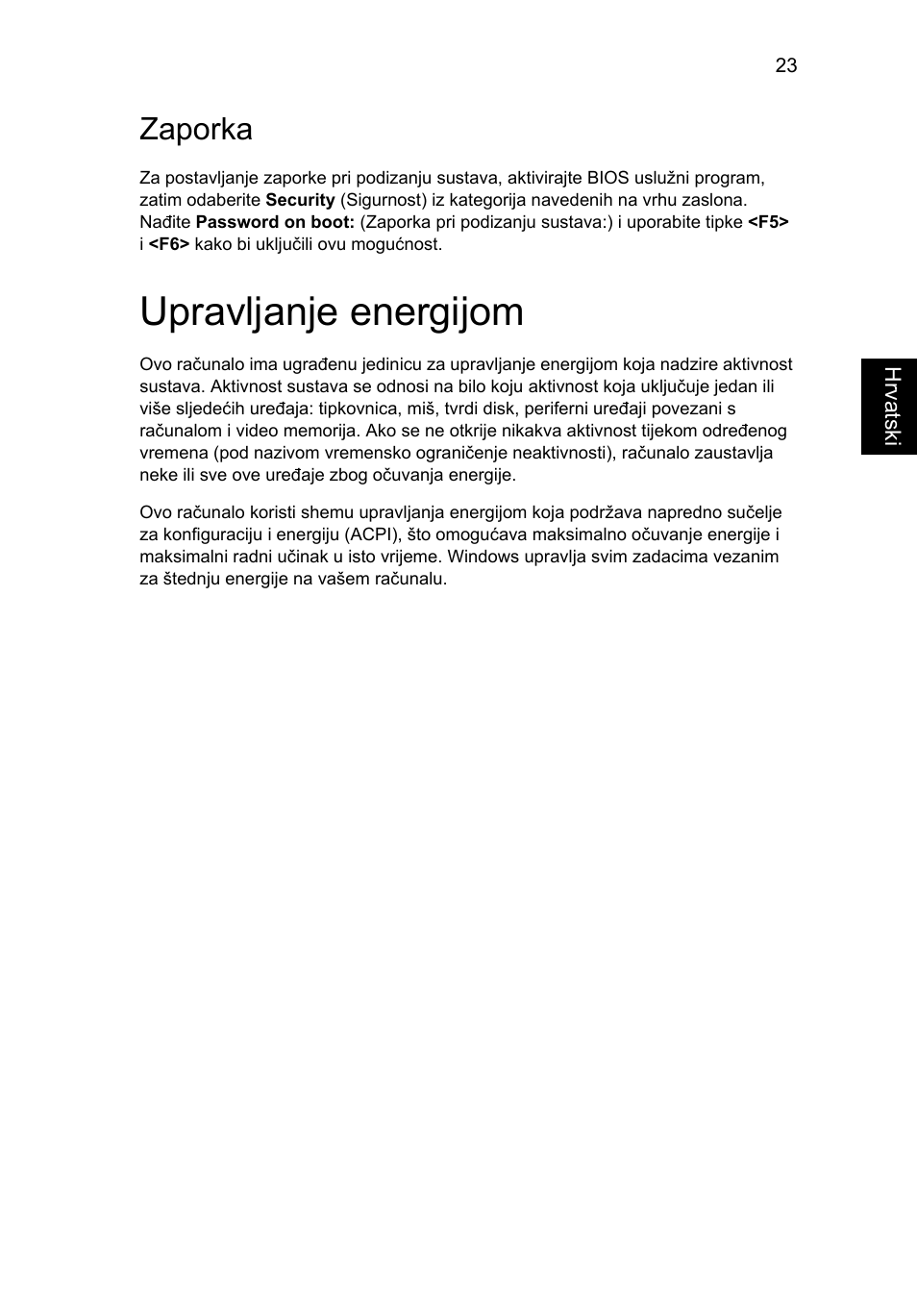 Upravljanje energijom, Zaporka | Acer AOD255E User Manual | Page 897 / 1454