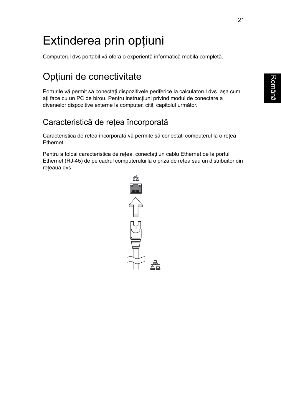 Extinderea prin opţiuni, Opţiuni de conectivitate, Caracteristică de reţea încorporată | Acer AOD255E User Manual | Page 943 / 1454