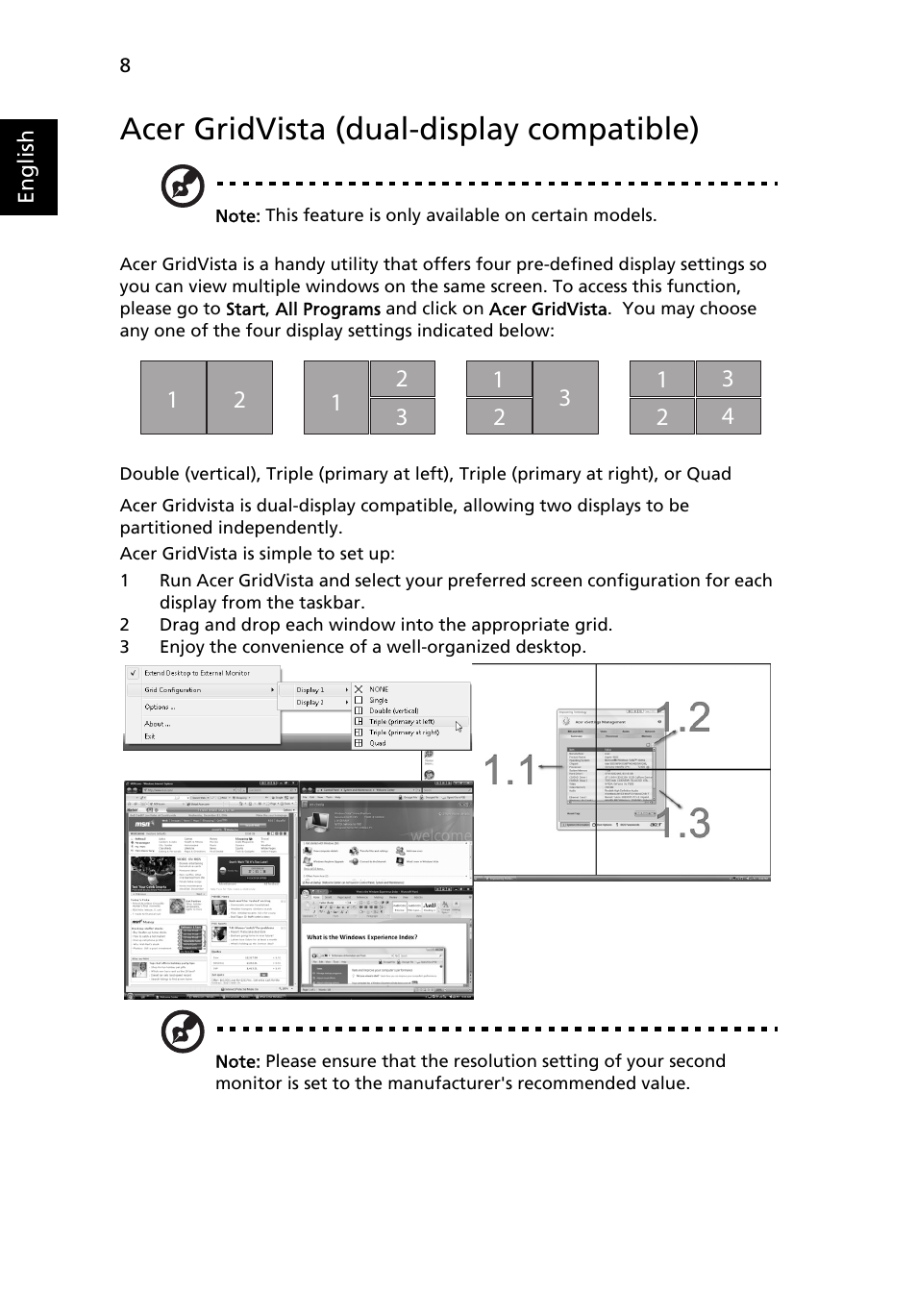 Acer gridvista (dual-display compatible) | Acer Aspire Series User Manual | Page 28 / 74