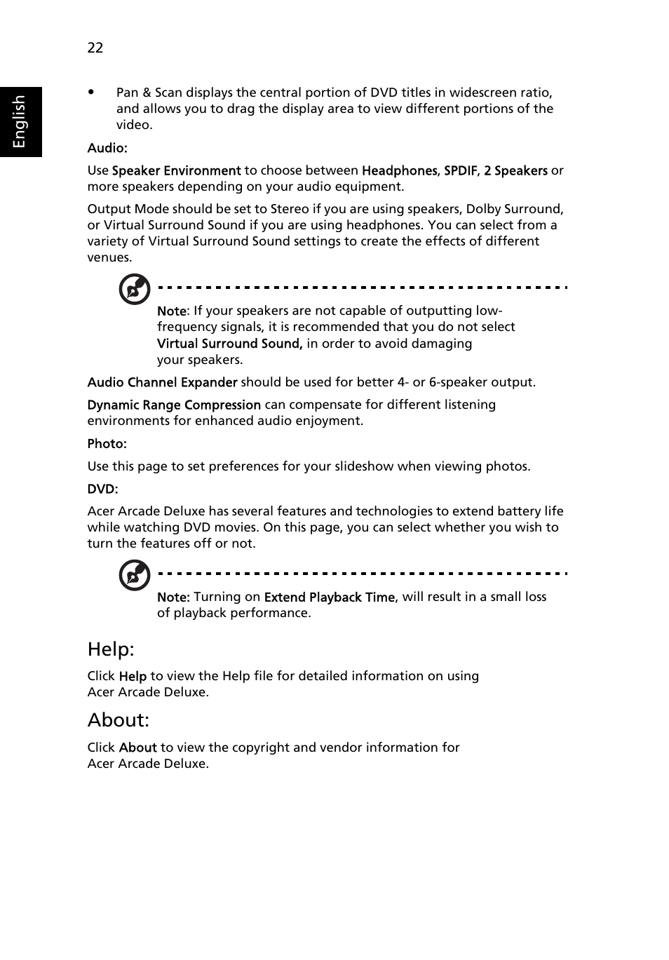 Help, About | Acer Aspire Series (Generic User Guide) User Manual | Page 42 / 76