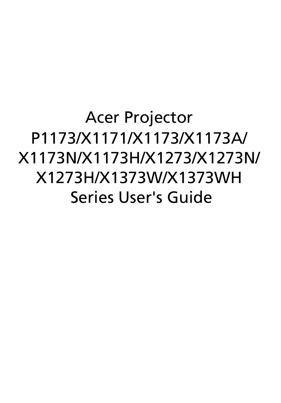 Acer X1173 User Manual | 58 pages